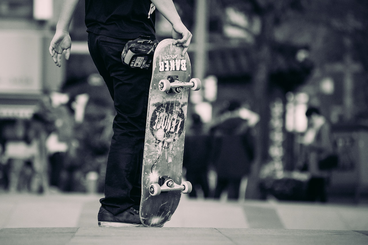 Underside of skateboard