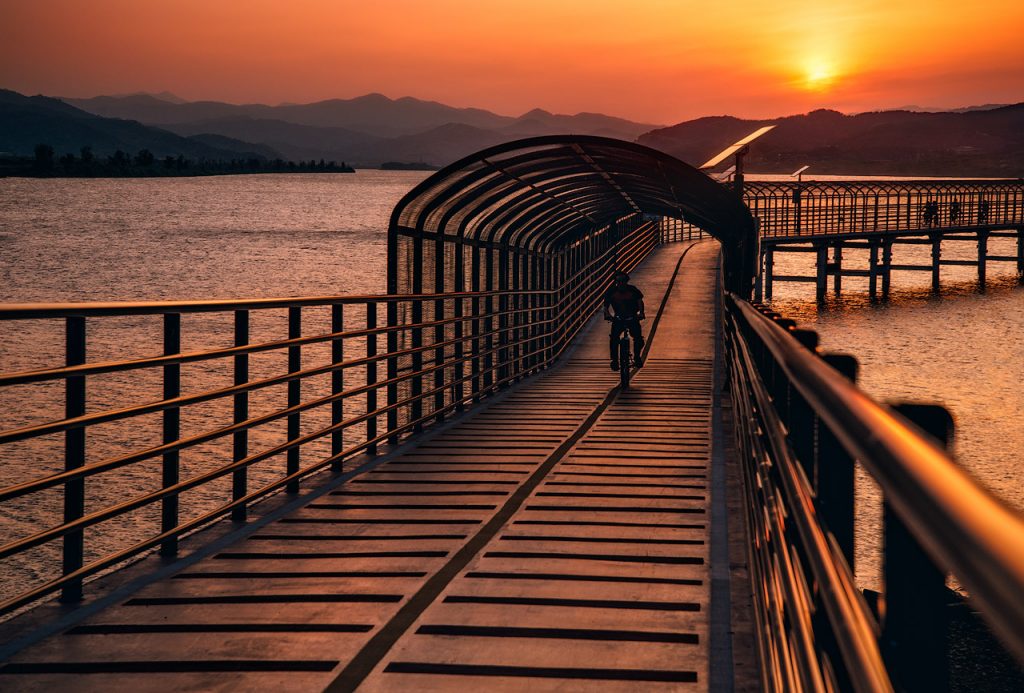 Cyclist near Daegu ARC, South Korea